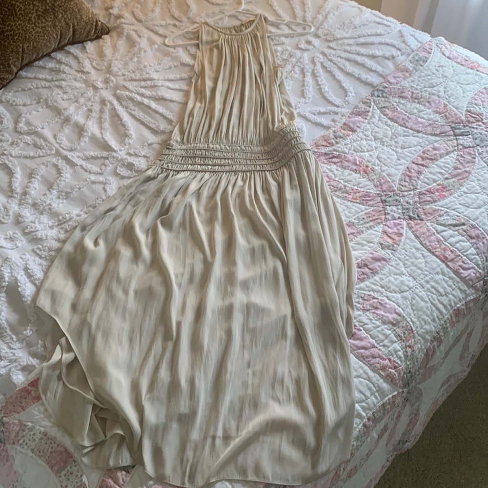 Ramy Brook Audrey- smocked midi dress- size S- sandstone